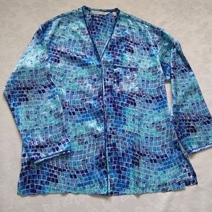 Victoria's Secret satin blue boyfriend pajama top